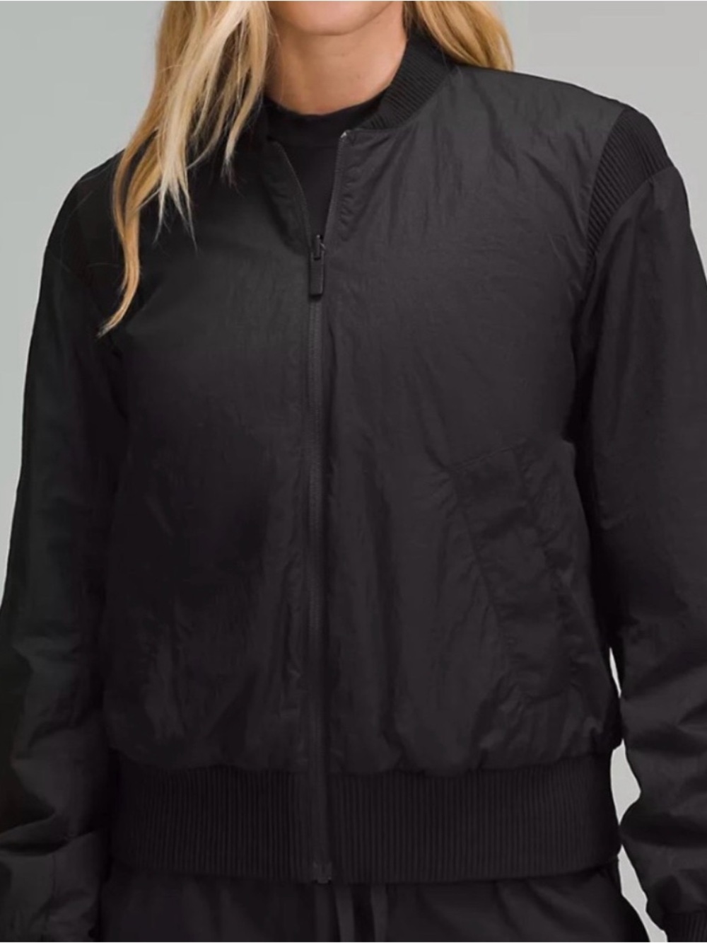 Womens Black Reversible Bomber Jacket